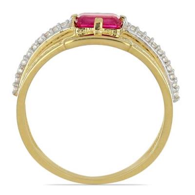 BUY 14K GOLD REAL GLASS FILLED RUBY GEMSTONE CLASSIC RING